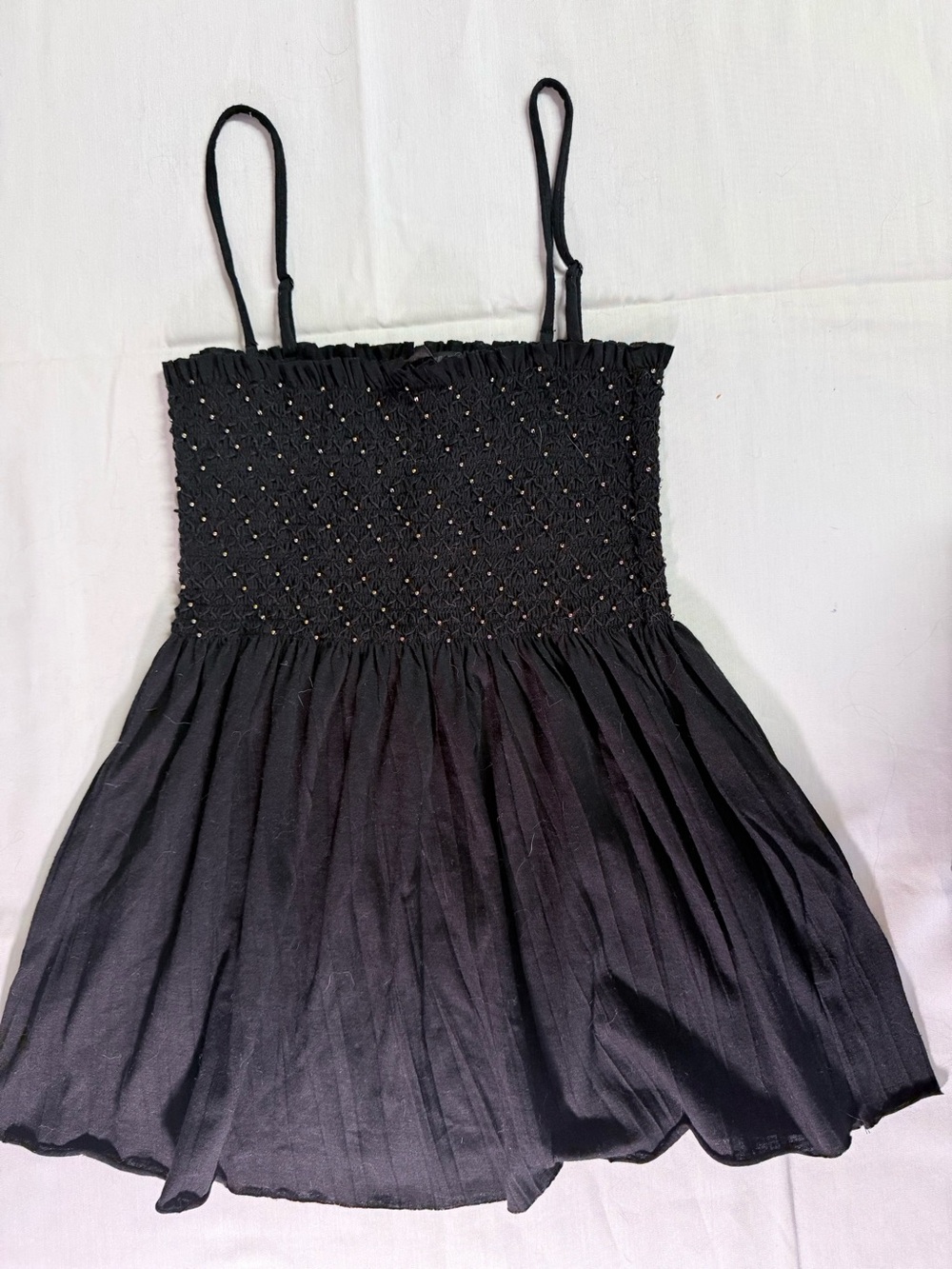 Express Black Smocked Tank with Spaghetti Straps